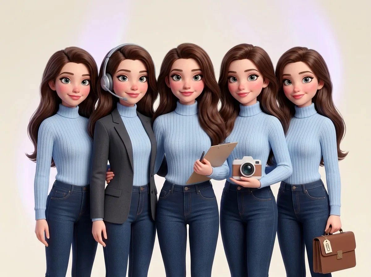 Five Mari agents standing together as a unified team of role-specialized assistants