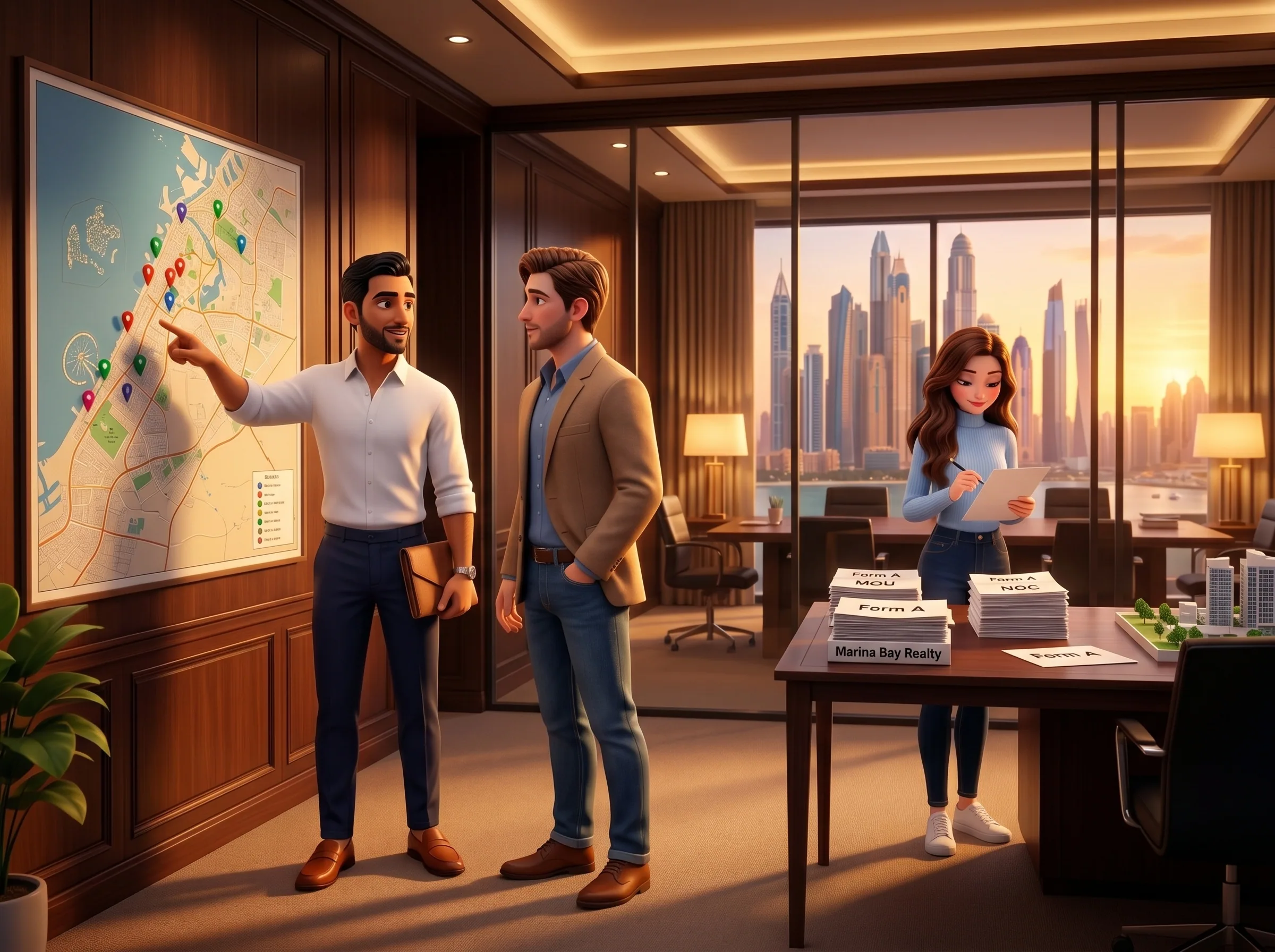 The Dubai broker keeping the buyer conversation while Mari runs the deal paperwork in the back